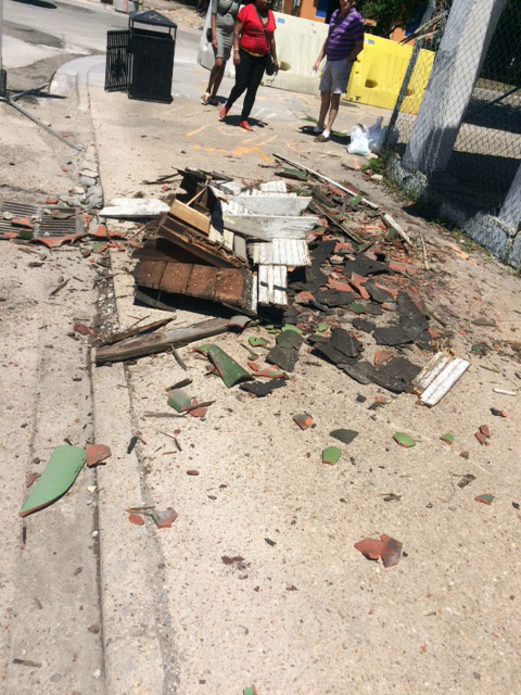 debris on sidewalk